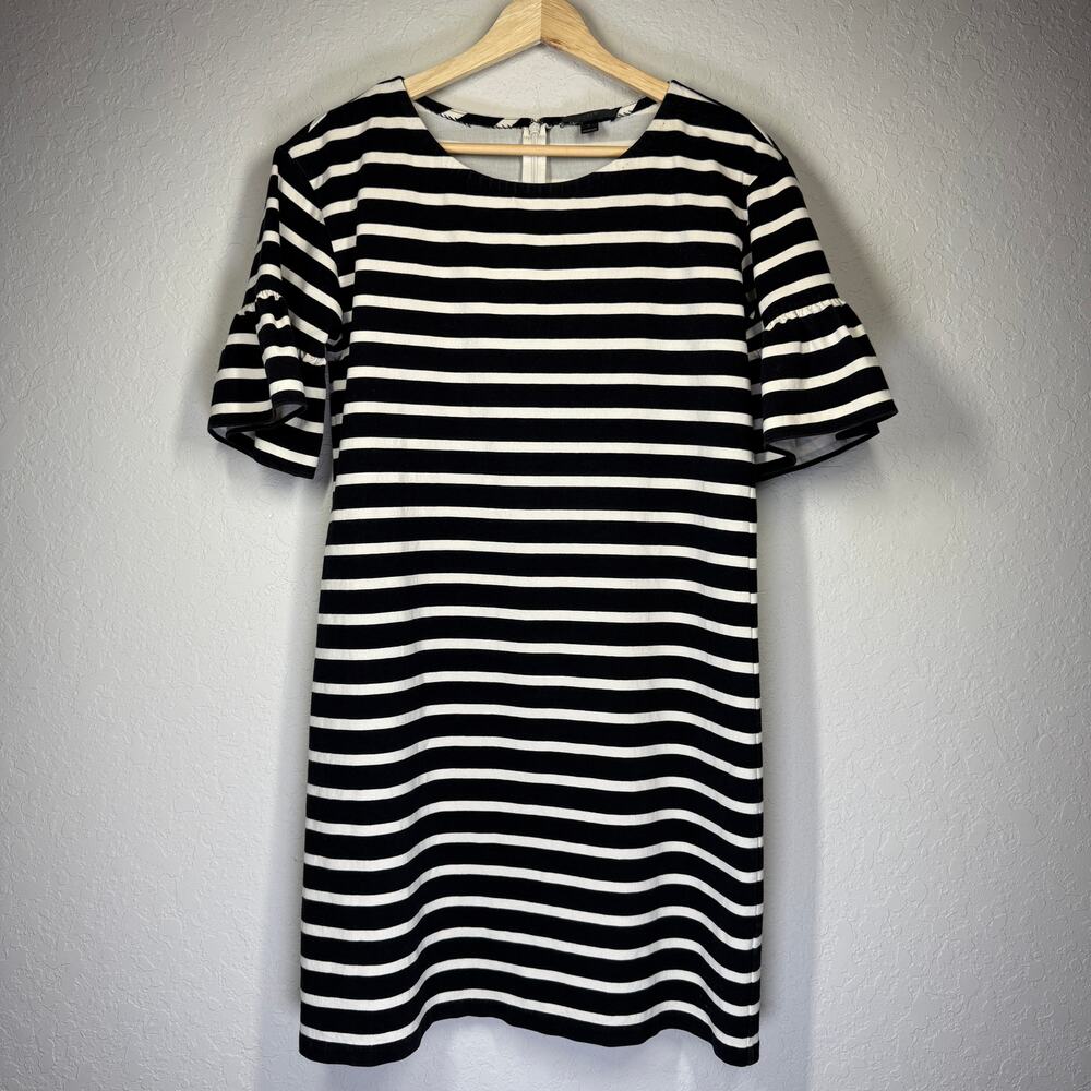J. Crew‎ Women's Black and White Stripe Short Sleeve Dress Size Small